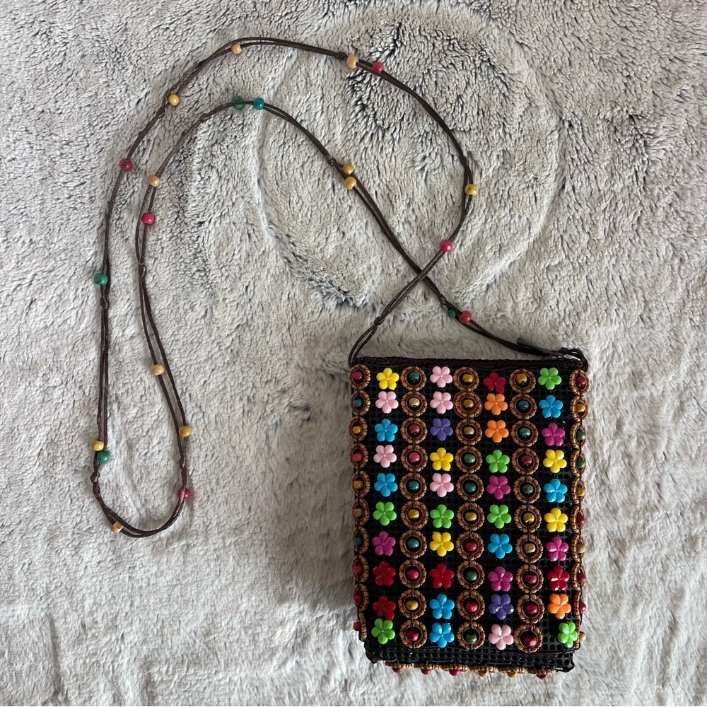 Colorful Beaded Crossbody Bag